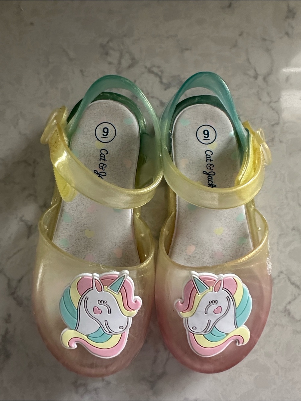 Cat & Jack Kids Unicorn Jelly Sandals - Yellow, Pink & Teal
